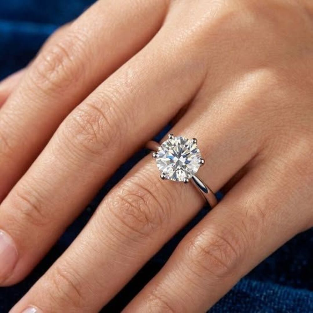 1ct Moissanite 925 Silver Engagement Ring - Size 6 | S925B Stamp | Certificate I